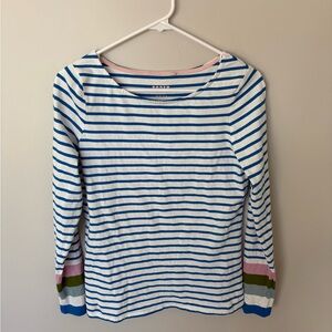 Boden Cotton Long Sleeve Shirt Blue and White Stripe Size 6